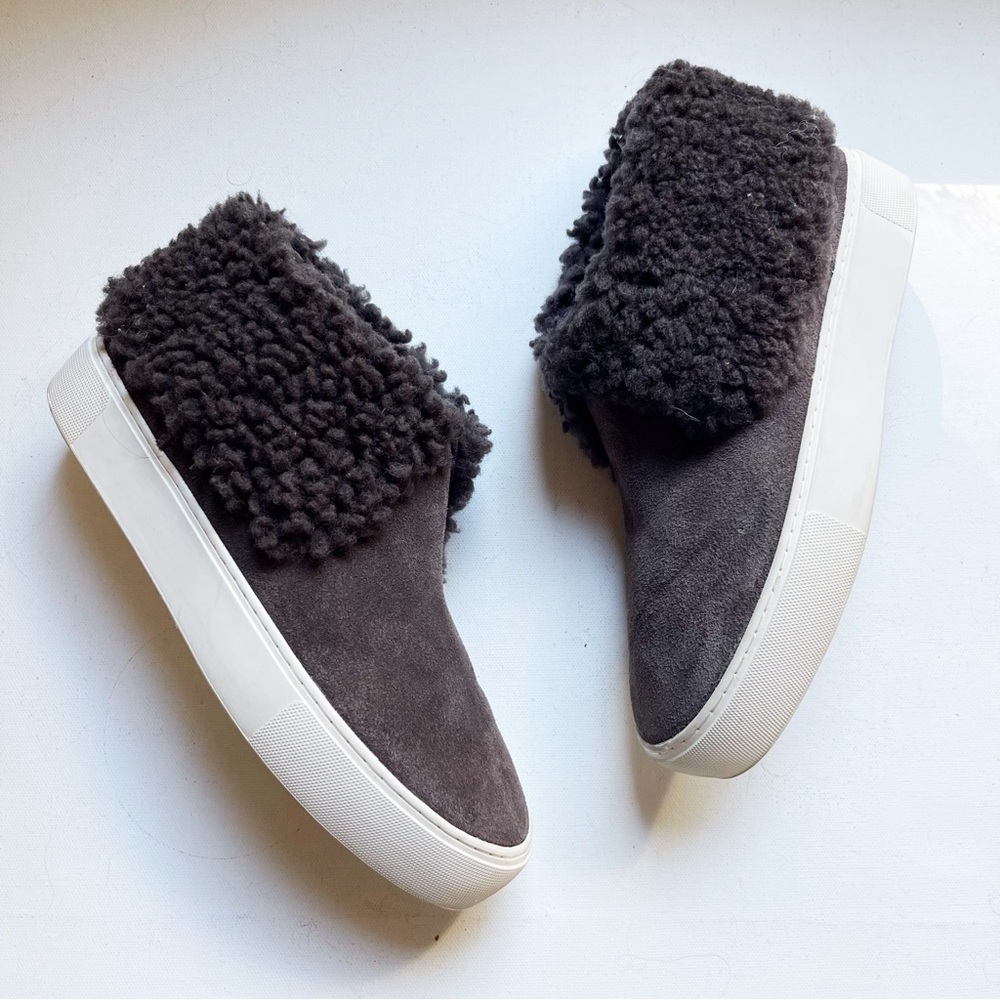 UGG Lynus Sneaker Boots Platform Shearling Charcoal Gray Size 7